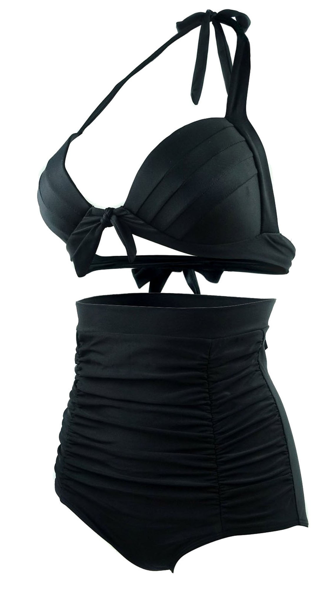 Simplicity Vintage High Waist Swimsuit Swimwear Bikini Set, 7316_Black ...