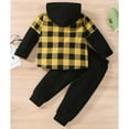 thumbnail image 6 of Popvcly Toddler Baby Boy Clothes Long Sleeve Hoodie Outfits Plaid Flannel Shirt Top Sweatpants Fall Winter Clothing 18M-7T, 6 of 11