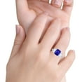 thumbnail image 6 of Three Stone Radiant Cut Ring Blue Sapphire CZ 925 Sterling Silver Size 6, 6 of 7