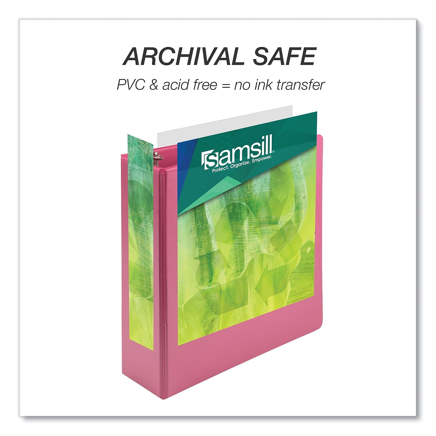 Samsill U86876 Earth's Choice 3 Rings 3 in. Capacity 11 in. x 8.5 in. Plant-Based Economy Round Ring View Binders - Pink (2/Pack)