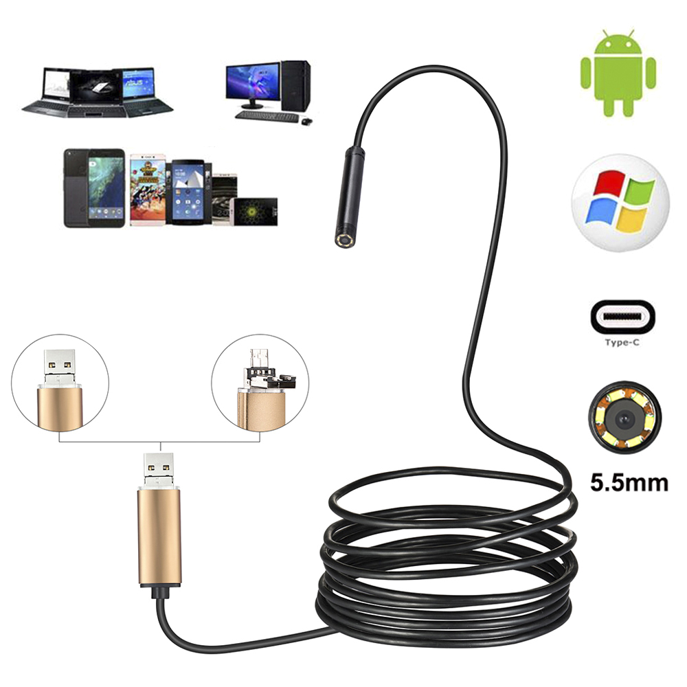 BUTORY USB Android Borescope 30 Pixels HD 2 in 1 Waterproof Borescope