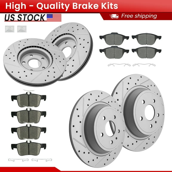 ACB ZONE Front Rear Brake Kits for 2017 2018 2019 Ford Escape (980601, 681013, 1044, 1665), Drilled Slotted Disc Brake Rotors and Ceramic Brake Pads