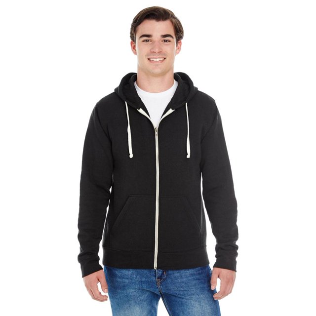 J America Adult Triblend Full-Zip Fleece Hood