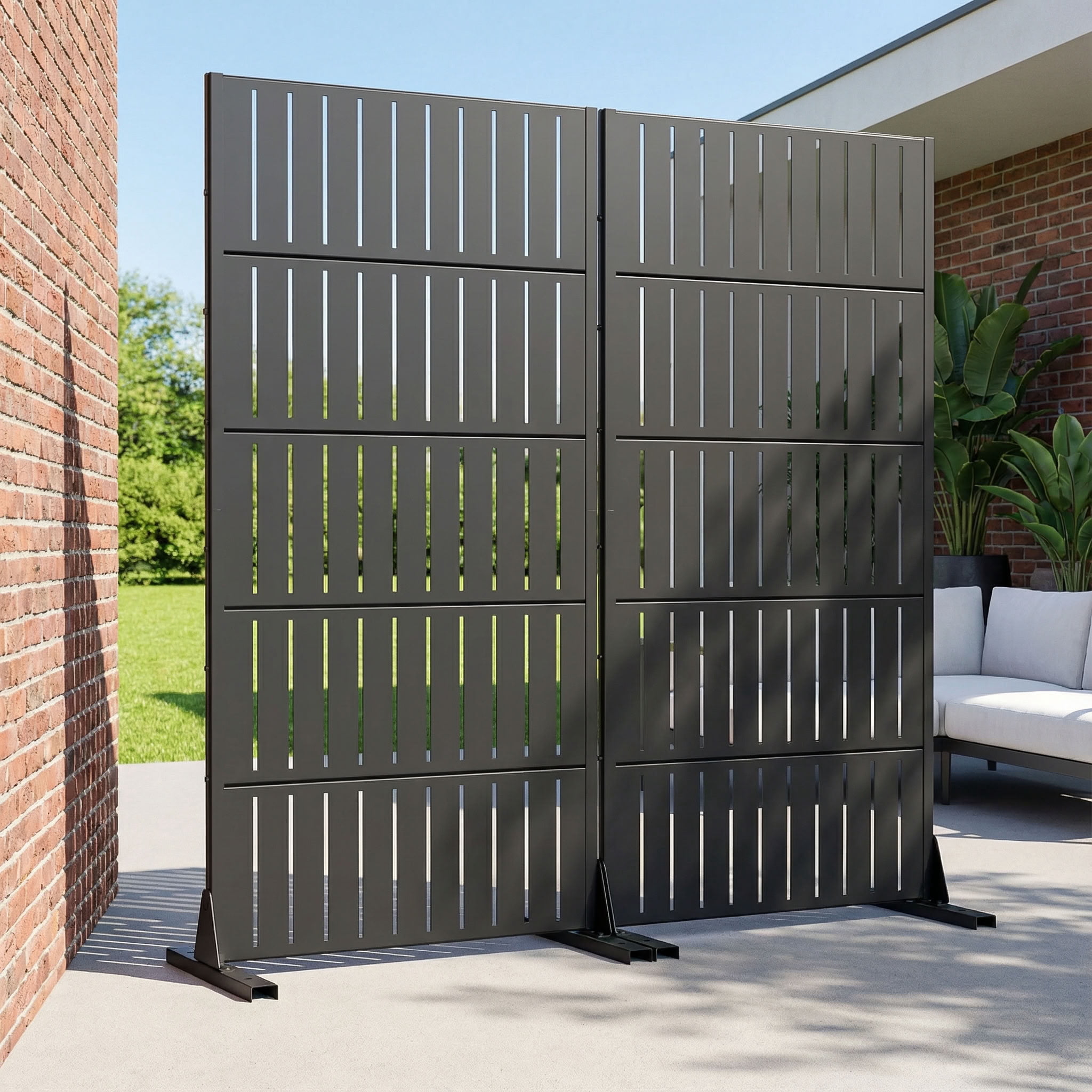 MAYEERTY 59*30in Outdoor Privacy Screen, Apartment Balcony Metal Privacy Panel, Privacy Divider for Patio, Backyard, Garden