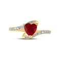 thumbnail image 2 of Mia Diamonds 10kt Yellow Gold Womens Heart Lab-Created Ruby Solitaire Diamond-accent Bypass Ring 1 Cttw, 2 of 4