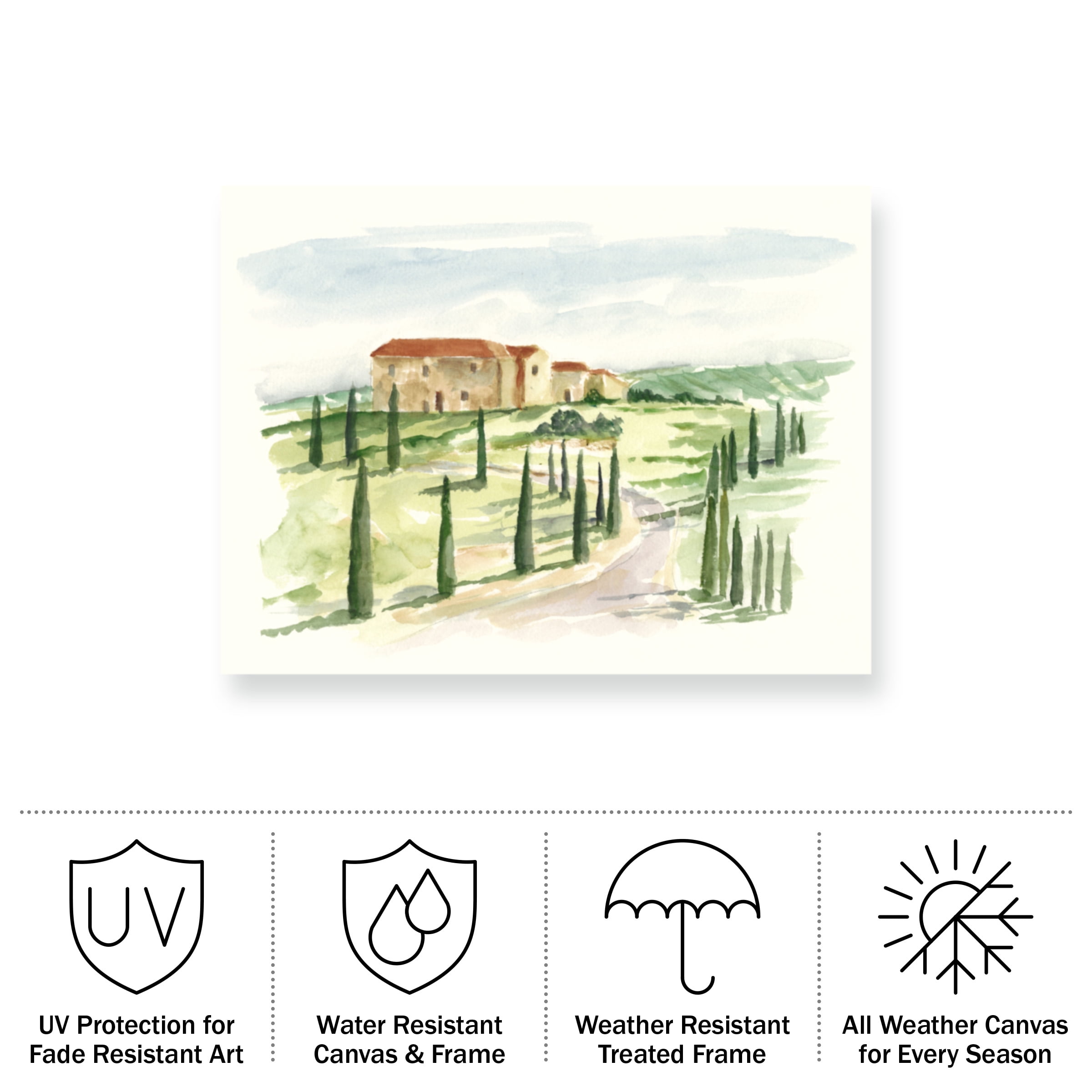 Ethan Harper 'Watercolor Tuscan VIlla I' Outdoor Canvas 24x24