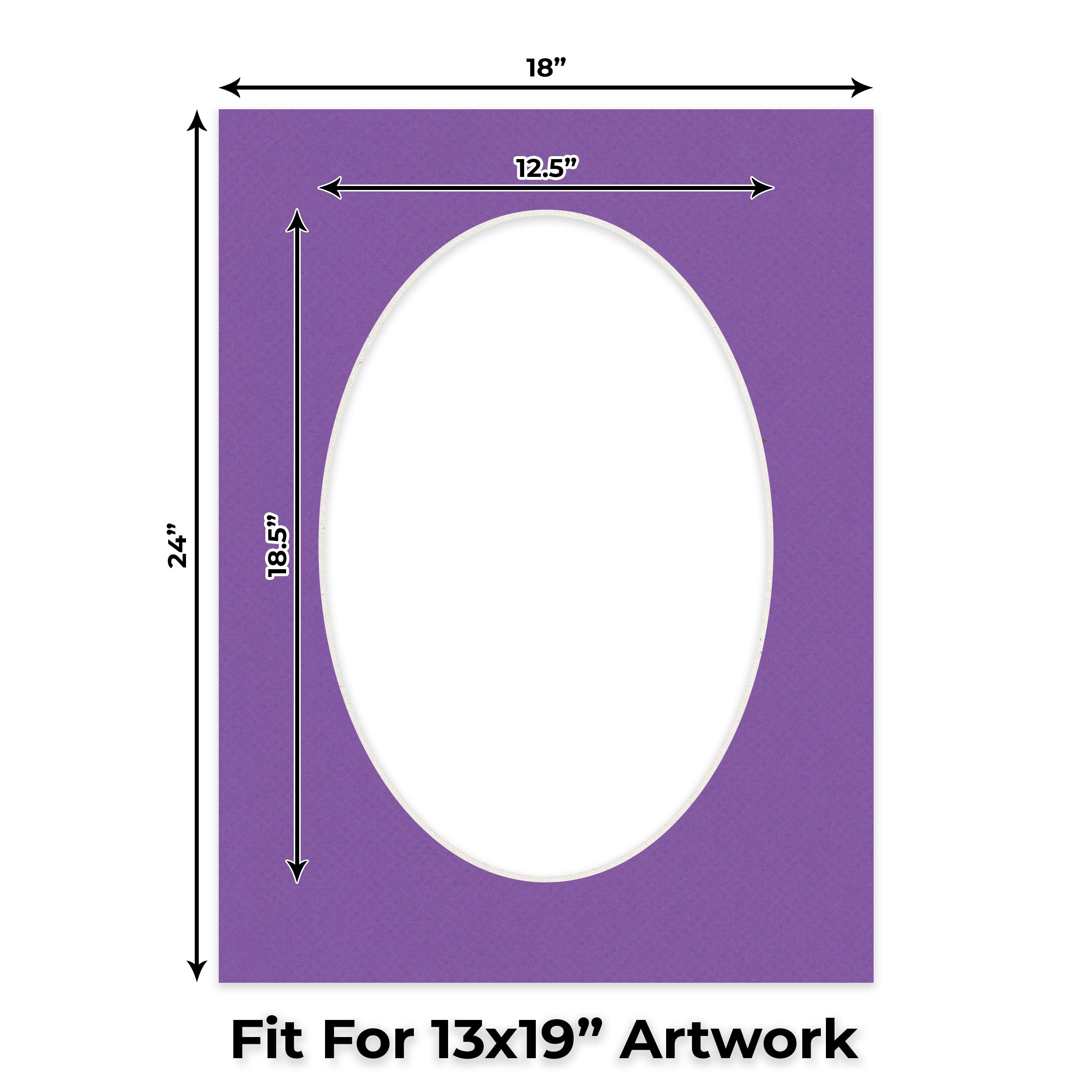 Purple Iris Picture Frame Mat for 18x24 Frames - Oval Opening for 13x19 Photos - 50 Mats