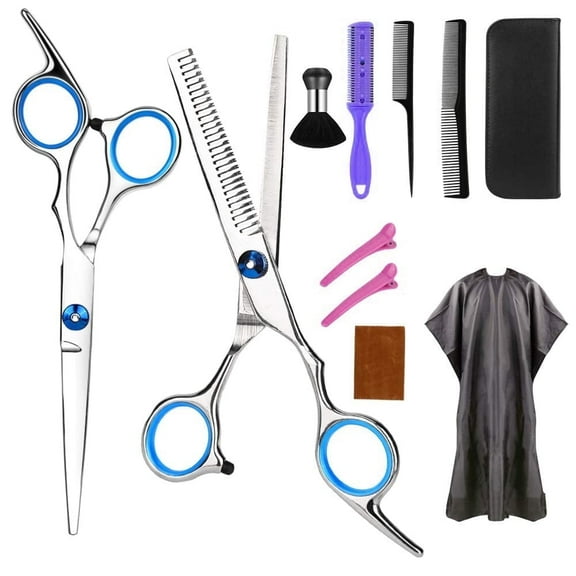 Professional Hair Cutting Scissors,10PCS Barber Thinning Scissors Hairdressing Shears Stainless Steel Hair Cutting Shears Set with Cape Clips Comb for Barber Salon and Home