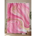 thumbnail image 4 of Pink Marble Abstract Shower Curtain, Gold Foil Modern Waterproof Shower Curtain Set with 12 Hooks Lightweight Washable Fabric Shower Curtains for Bathroom 72x72 Inches, 4 of 6