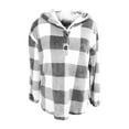 thumbnail image 4 of BKQCNKM Hoodies For Women Gingham Half Button Drop Shoulder Hoodie Womens Casual Plaid Shacket Button Down Long Sleeve Sweatshirt Sweatshirt For Women Fall Clothes For Women 2023 Grey S, 4 of 5