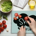 thumbnail image 3 of Saying Cutting Board, Black Cloud with Small Arrows Pointing to Typographic Inspirational Words, Decorative Tempered Glass Cutting and Serving Board, Large Size, Black and White, by Ambesonne, 3 of 5