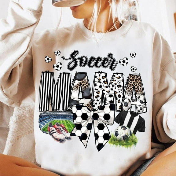 Soccer Mama Sweatshirt, Game Day Soccer Mom Crewneck, Coquette Soccer Bow Pullover, Checkered Soccer Sweatshirt for Women