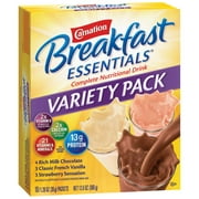 Angle View: Carnation Breakfast Essentials Powder Drink Mix, Variety Pack, Box of 10 Packets (Pack of 6) (Packaging May Vary)