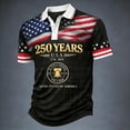 thumbnail image 2 of Patriotic Polo Shirts for Men's 250th Anniversary 4th of July Graphic Shirt Fashion Trend Classic Loose Plus Size Casual Shirt Black S, 2 of 4