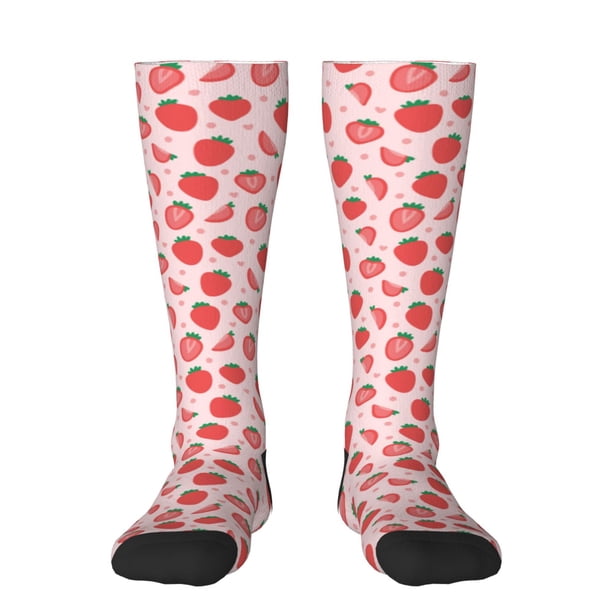 Balery Strawberry Calcetines novedosos Calcetines deportivos Calcetines hasta la rodilla Calcetines de algodón Calcetines originales y geniales