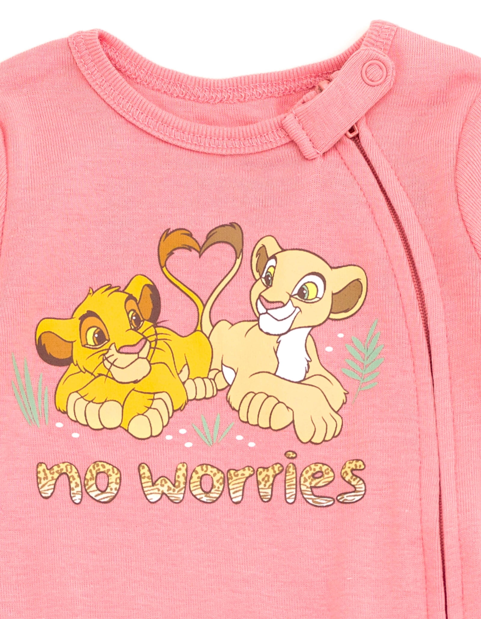 Disney Lion King Baby Girls' 2-Pack Footed Sleep N' Play Coveralls Lion Pink Oatmeal