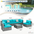 thumbnail image 5 of Walsunny 7 Piece Outdoor Patio Furniture Set, All-Weather PE Rattan Wicker Modular Sectional Conversation Sofa Set with Thick Cushions & Glass Coffee Table for Backyard, Poolside, Garden, Blue, 5 of 8