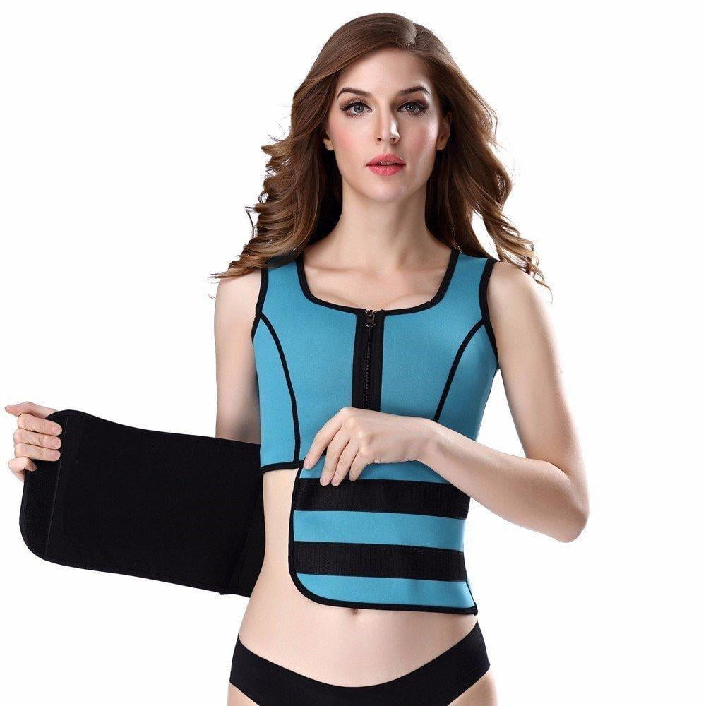 StabilityPro™ - Womens Neoprene Sauna Suit Waist Trainer Zipper Vest ...