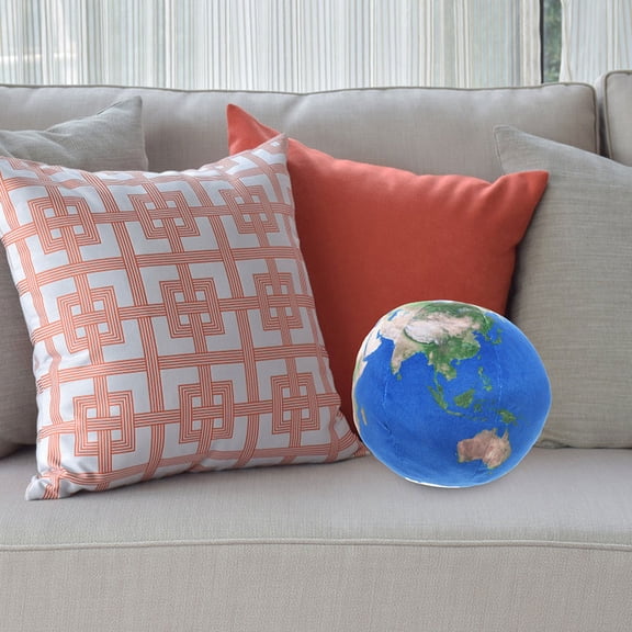 IDEANATEGRATE Earth Map Plush Ball Pillow Blue Cozy and Versatile for Home