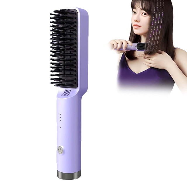 Xihbxyly Artículos En Liquidación Por Menos de 10 Dólares Peine Alisador de Cabello Portátil con Botón Interior Abatible, Peine para Alisar El Cabello, Peine para Alisar El Cabello, Peine para Alisar