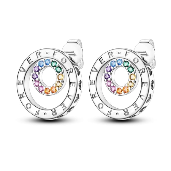 NARMO Original Women Forever Double Ring 925 Sterling Silver Stud Earrings 5A Zircon Jewelry Gift