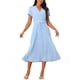 thumbnail image 1 of Vestido midi plisado fluido con cinturón de manga corta envolvente y escote en V para mujer INSPIRE CHIC 2024, azul M, 1 of 6