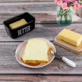 thumbnail image 3 of Porcelain Butter Dish With Bamboo Lid - Covered Butter Keeper With Butter Knife, Airtight Butter Container, 3 of 5