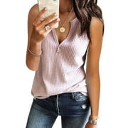 Rrhss Womens Tank Tops V Neck Waffle Knit Summer Casual Sleeveless Loose Tee Shirts