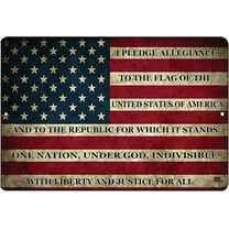 USA American Flag Metal Tin Sign Wall Decor Man Cave Bar US Pledge of Allegiance