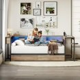 thumbnail image 2 of Miniyam Full Size Daybed with Desk and Bookcase Headboard, LED Light Bed with Charging Station and Storage Drawers for Teen, Gray, 2 of 7