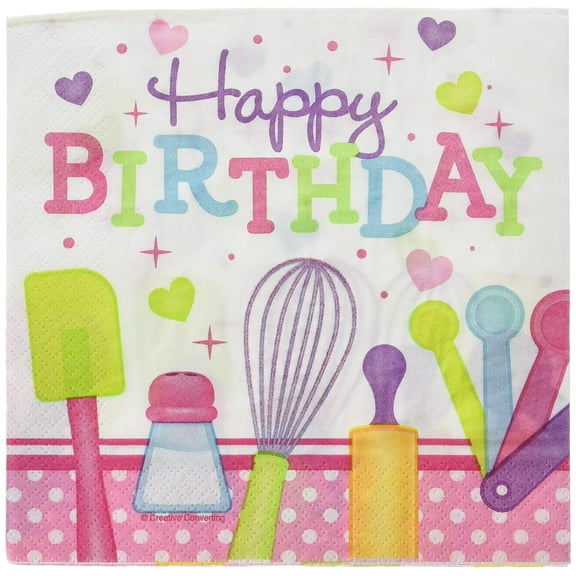Little Chef Cook Baking Food Girls Kids Birthday Party Paper Luncheon Napkins
