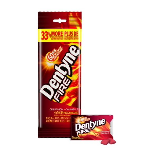 Dentyne Fire, Cinnamon Sugar-free Gum - Pack of 4 (64 Pieces)