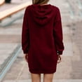 thumbnail image 4 of Women's Casual Hooded Sweater Dress Button Front Long Sleeve Pullover Tunic For Daily Wear Comfortable Loungewear Outfit Fall Winter, 4 of 6