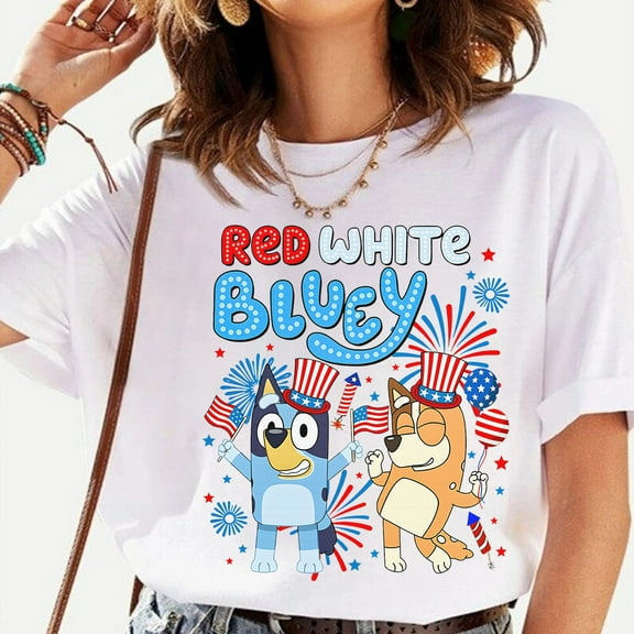 Bluey.NAT Short Sleeve Crew Neck Bluey T-Shirt (Unisex), White