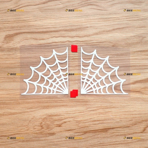 Corner Spider Web Cobweb Decal Vinyl Sticker - Mirror Images Reversed - Pair White 6 Inches No Background Die Cut for Car Boat Laptop Cup