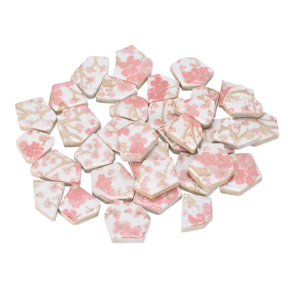 Uxcell Irregular Ceramic Mosaic Tiles, 200g/0.44lb Broken Porcelain Mosaic Tiles Bulk Irregular Glazed for DIY Art Craft Making Home Decor, Pink