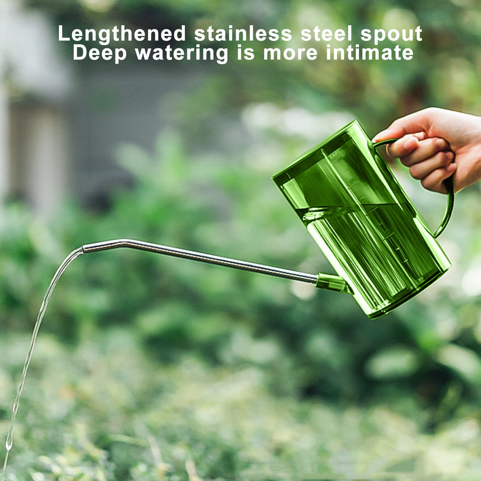 JoyHoop Durable 1000ml Watering Can with Long Spout, Transparent Plastic for Indoor Plants and Gardening, Easy to Clean, Green, 1-Pack