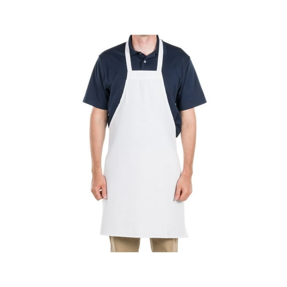Standard Bib Apron twill 100% Polyester design No Pockets Full length Colors WHITE / BLACK 12'S/Pack