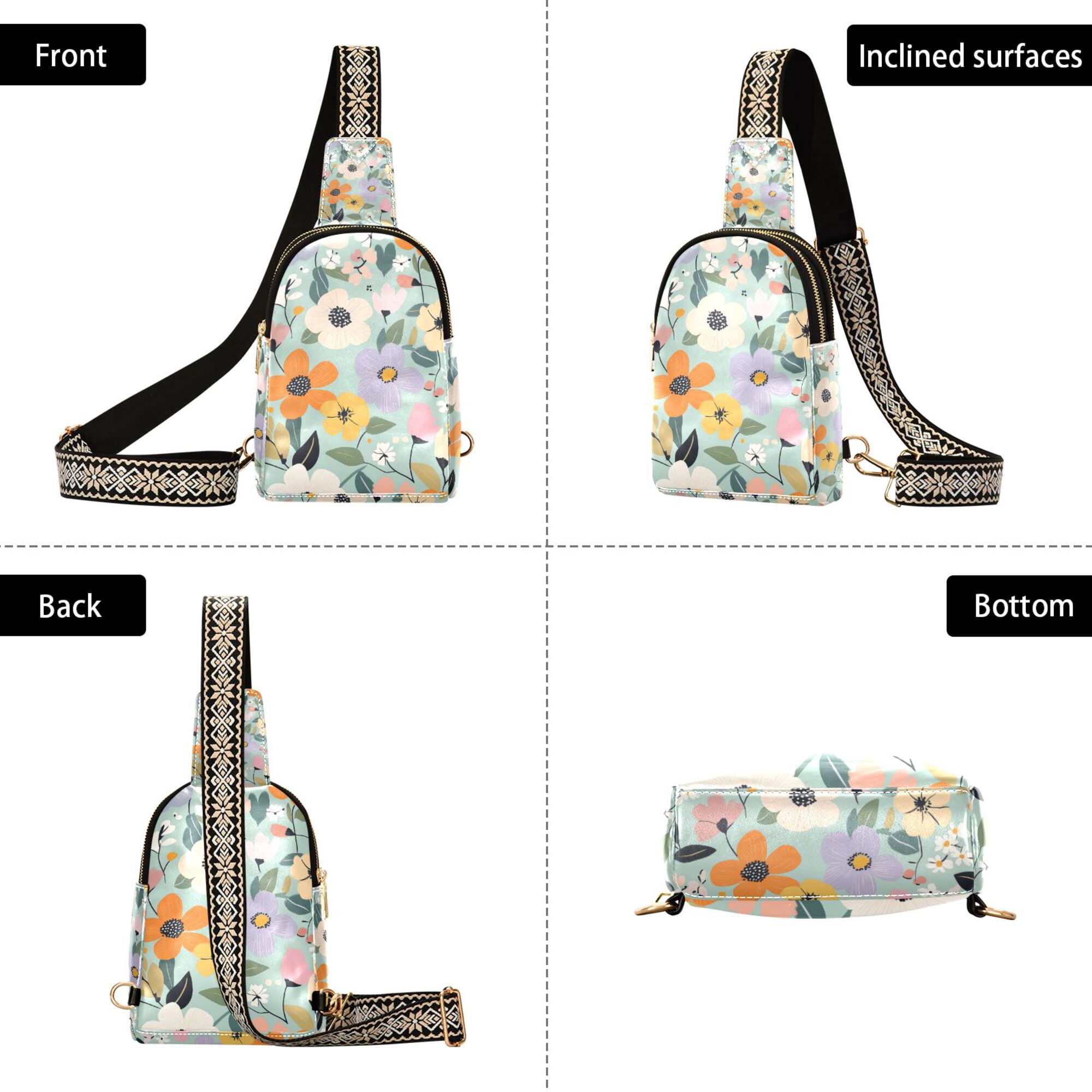 FORMRS Womens Crossbody Sling Bag Travel Daypack Shoulder Chest Backpack, Floral Pattern