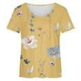 thumbnail image 4 of Dyegold Graphic Tees For Women Vintage Summer Short Sleeve Tops Summer Casual Loose Crewneck Floral Print Blouses Tshirts, 4 of 4