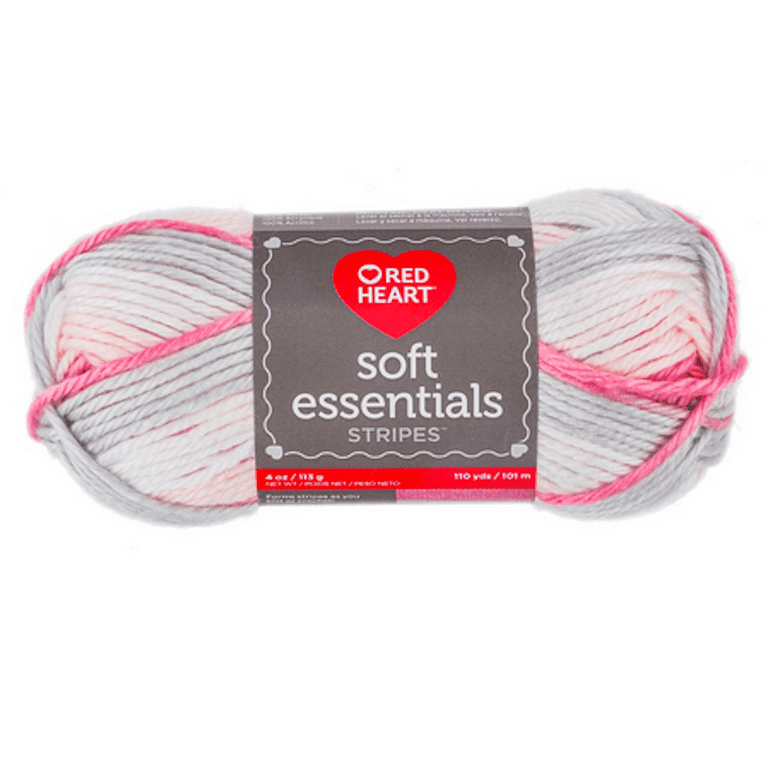 Stripe Heart Knitting Crochet Yarn Soft & Pixie Red Essentials