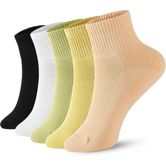 Women Thin Cotton Socks, Soft Cotton Bootie Socks Women Above Ankle Crew Socks 5-10 Pairs