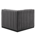 thumbnail image 4 of Modular Sofa Corner Chair, Grey Gray Black, Velvet, French Living Lounge Cafe Lobby Hospitality Restaurant, Modern Contemporary Boutique HB33755, 4 of 6