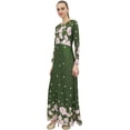thumbnail image 3 of Bimba Women's Casual Floral Digital Printed Long Green Maxi Designer Dress-16, 3 of 5