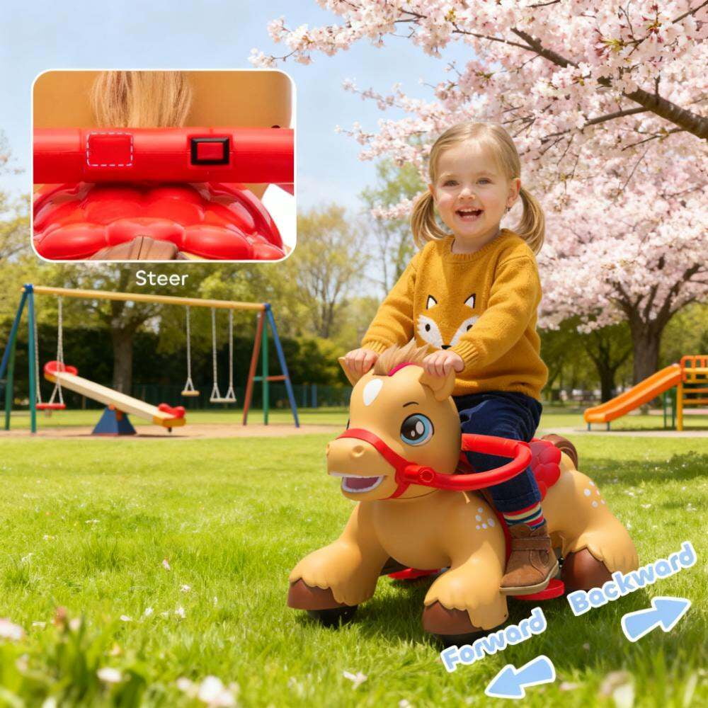 Kids Rocker, Rocking Horse Kids Ride On Toy, Brown Baby Rocker,Hdpe,Steel Toddler Rocking Chair, Toys Rockers Rocking Horse Kids Ride On Toy