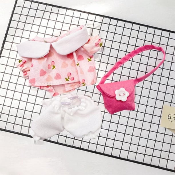 Ropa para muñecas CUTICAT Mini de 6 pulgadas traje rosa con bolso cruzado
