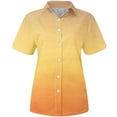 thumbnail image 5 of CFLVAEK Summer Short Sleeve Shirts for Women Plus Size Button Down T Shirts Summer Going Out Lapel Shirt Fashion Gradient Graphic Tops Yellow XXL, 5 of 6
