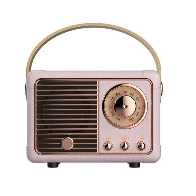 Altavoz Bluetooth QUEQIMU Retro Vintage Radio Rosa