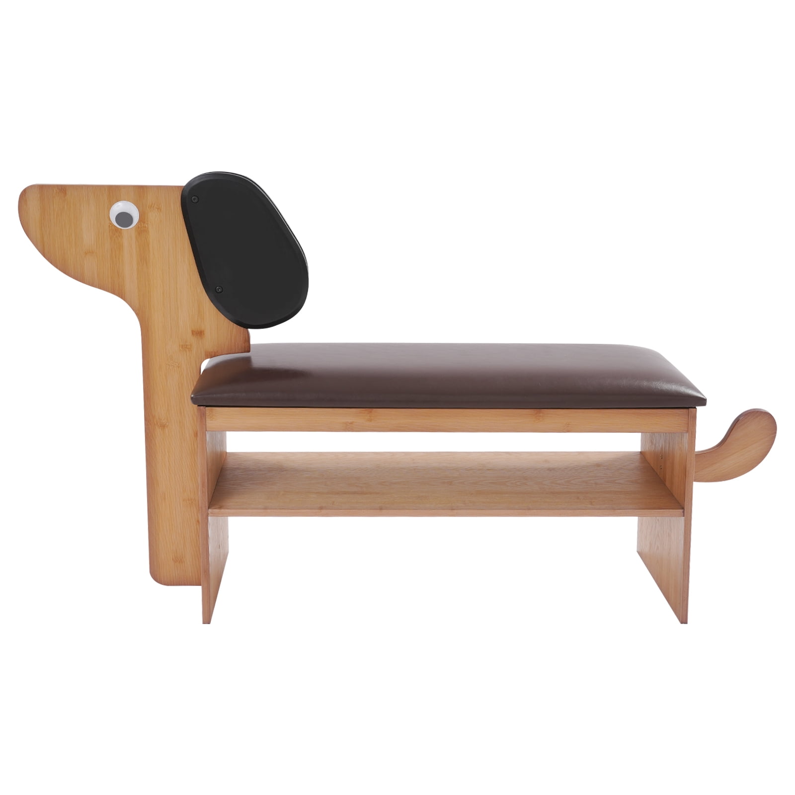 Cute Dog Shoes Rack Bench for Entryway, Shoe Rack Bench with Cushion（Dark Brown）