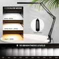 thumbnail image 2 of Lámpara de escritorio LED, lámpara de mesa plegable para arquitecto con abrazadera, 10 niveles de brillo x 3 modos de color, lámpara de mesa ajustable, protección para los ojos, adaptador CE de 5 V/2, 2 of 5